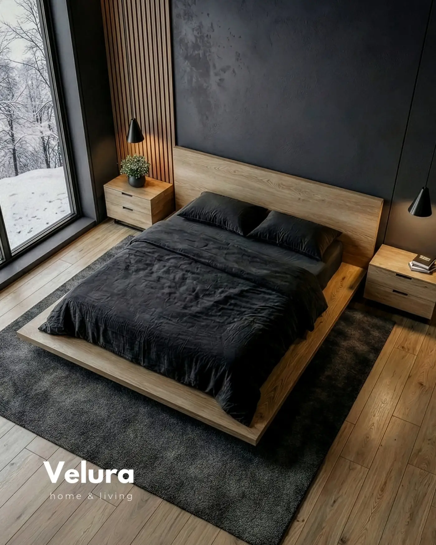 Voga Karyola - Naturel iskandinav tarz MDF platform karyola 210x200