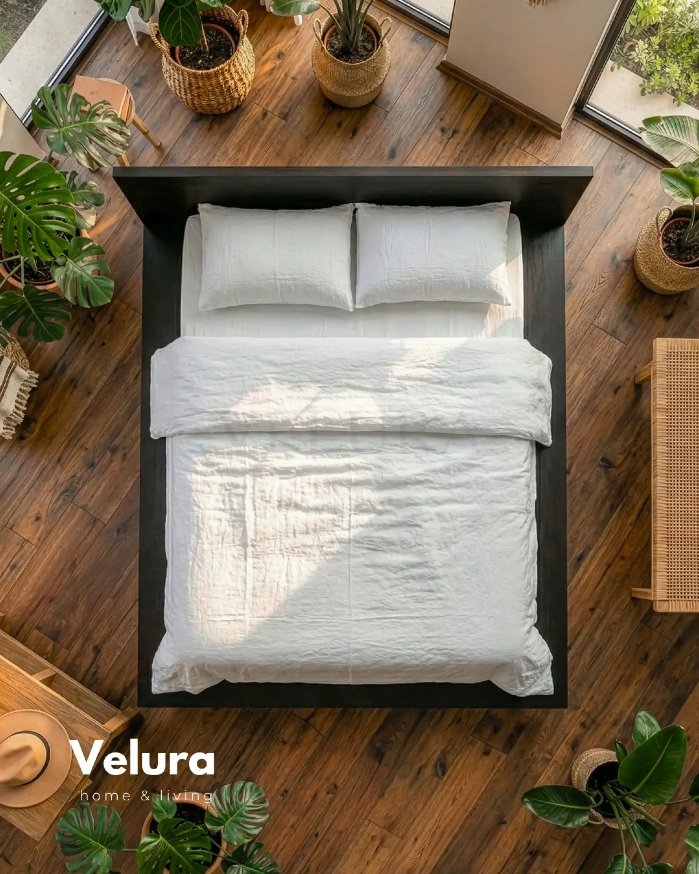 Voga Karyola - Siyah iskandinav tarz MDF platform karyola 210x200