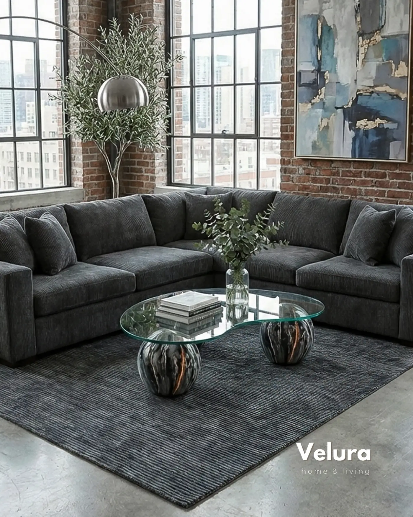 Küre Orta Sehpa Dune Şeffaf Fasülye Cam