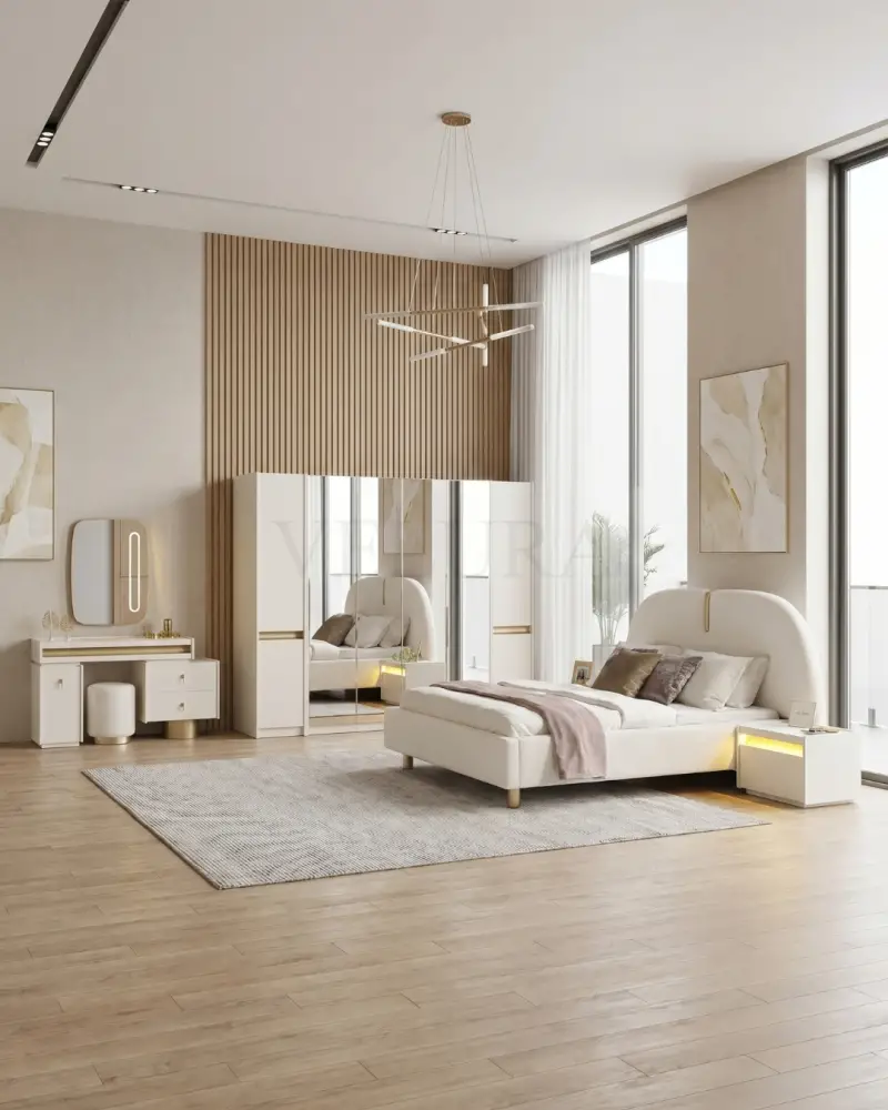 Bern Yatak Odası Takımı -  6 Kapaklı Dolap (Aynalı)