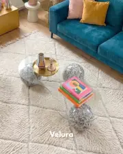 Küre Orta Sehpa - Bianca- Fasulye -  Şeffaf Cam
