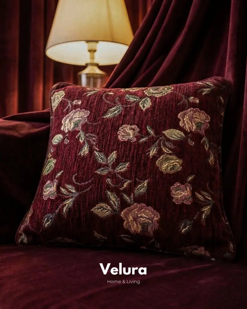 Desenli Punch Kırlent - Bordo