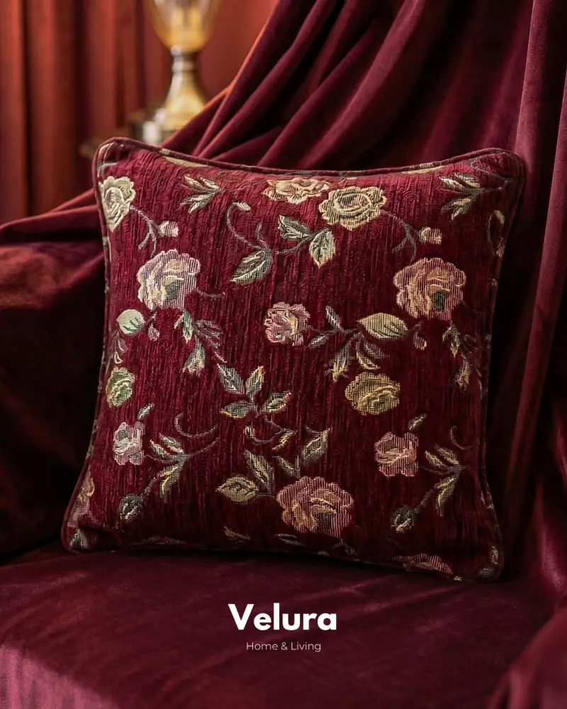 Desenli Punch Kırlent - Bordo