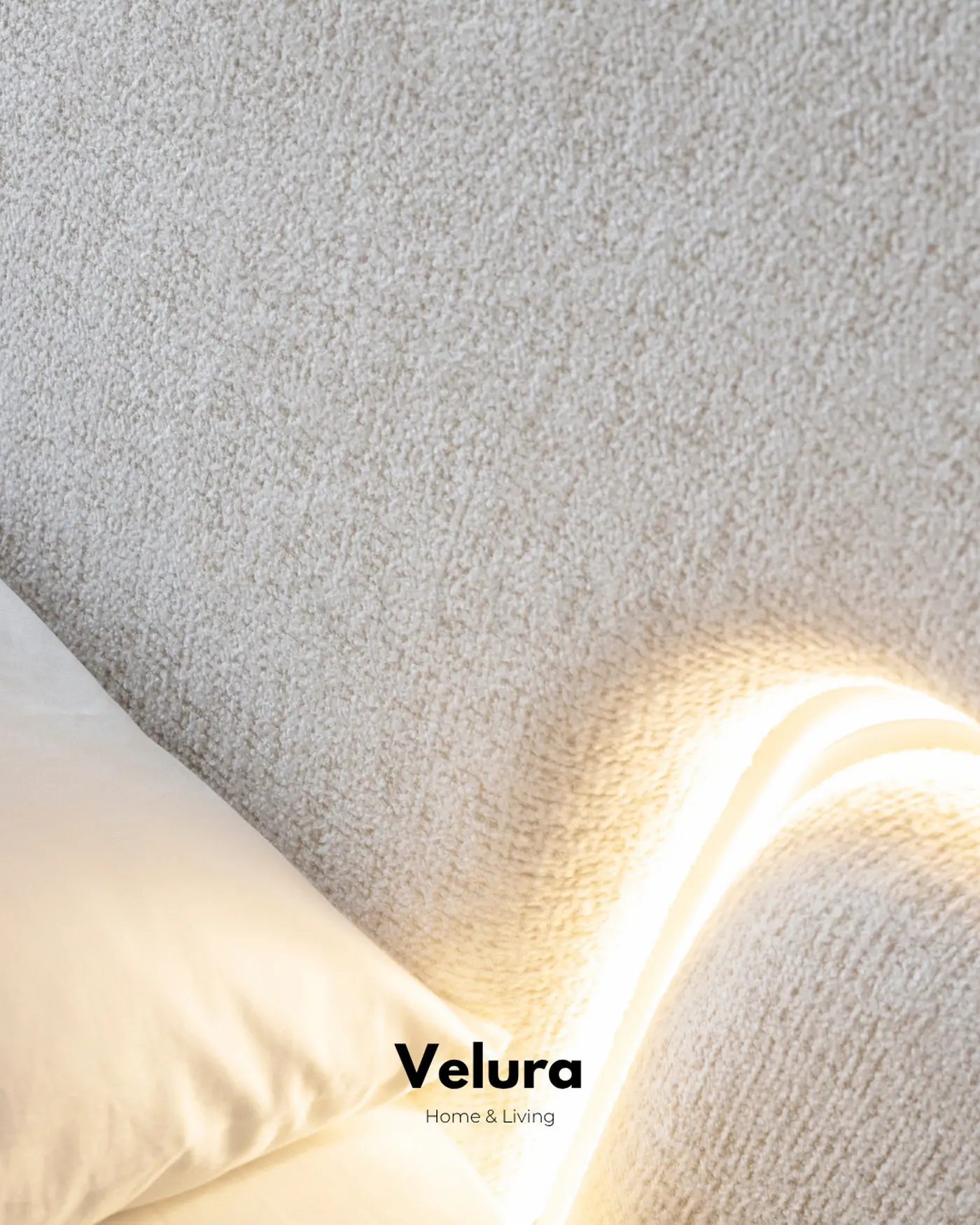 Felix kırık beyaz bazalı karyola LED başlıklı yatak odası modeli