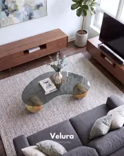 Küre Orta Sehpa - Jüpiter - Fasulye - Füme Cam