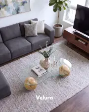 Küre Orta Sehpa - Jüpiter - Fasulye -  Şeffaf Cam
