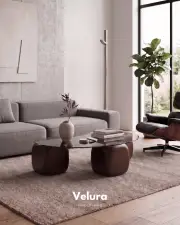 Küre Orta Sehpa - Koyu Ceviz Zar - Fasulye - Füme Cam