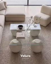 Küre Orta Sehpa - 41cm Beyaz Top - Kare - Şeffaf Cam