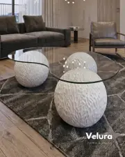 Desenli Beyaz Doğal Küre & Top Cam Orta Sehpa