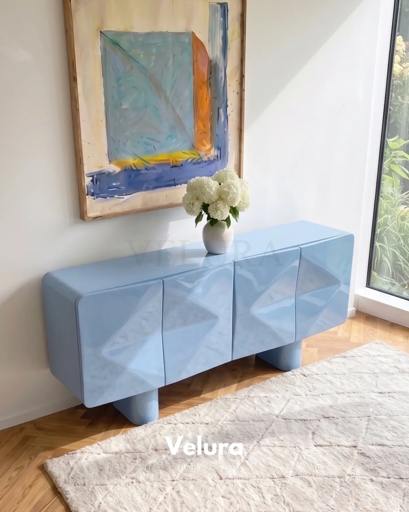 Lura açık mavi modern MDF konsol