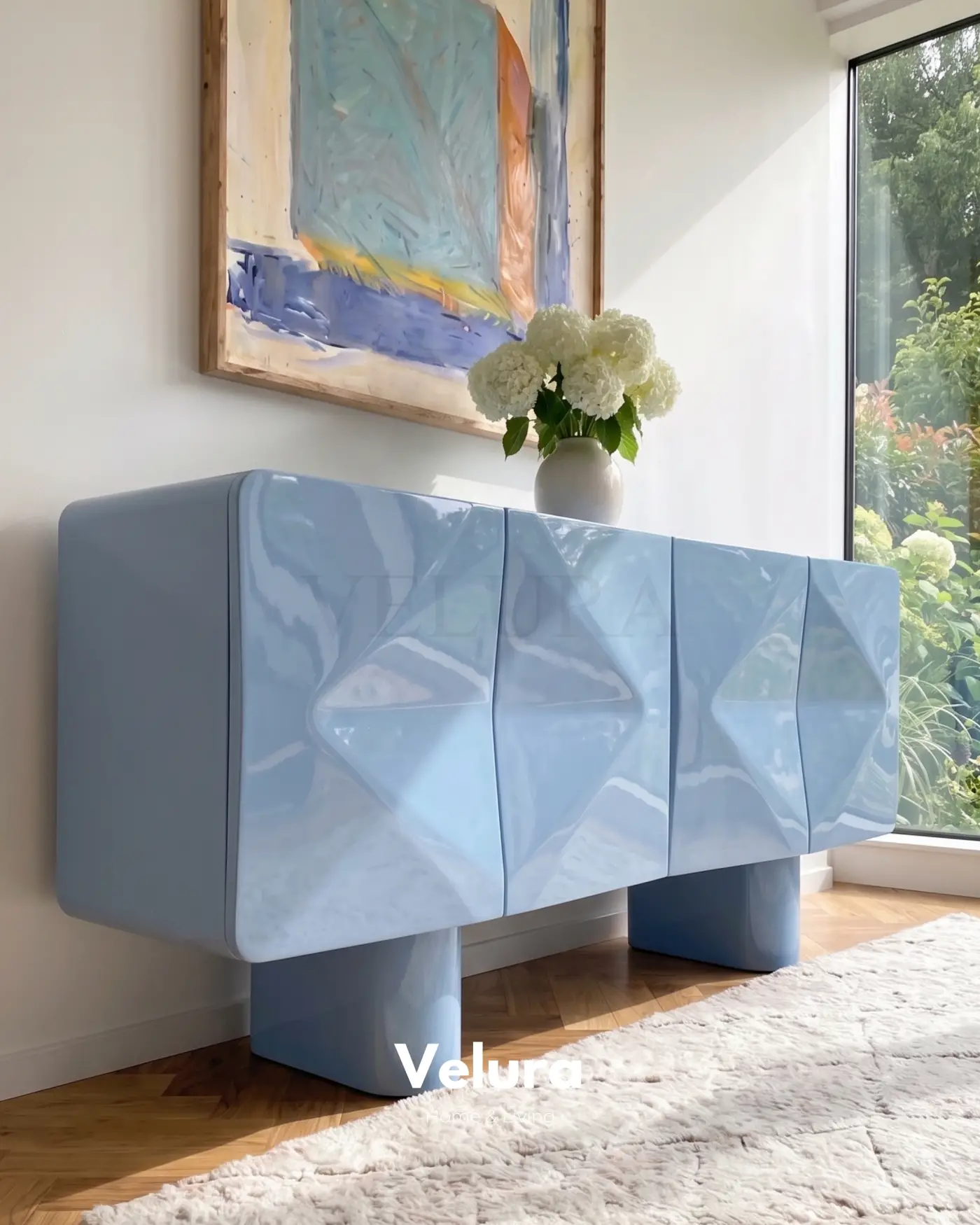 Lura açık mavi modern MDF konsol