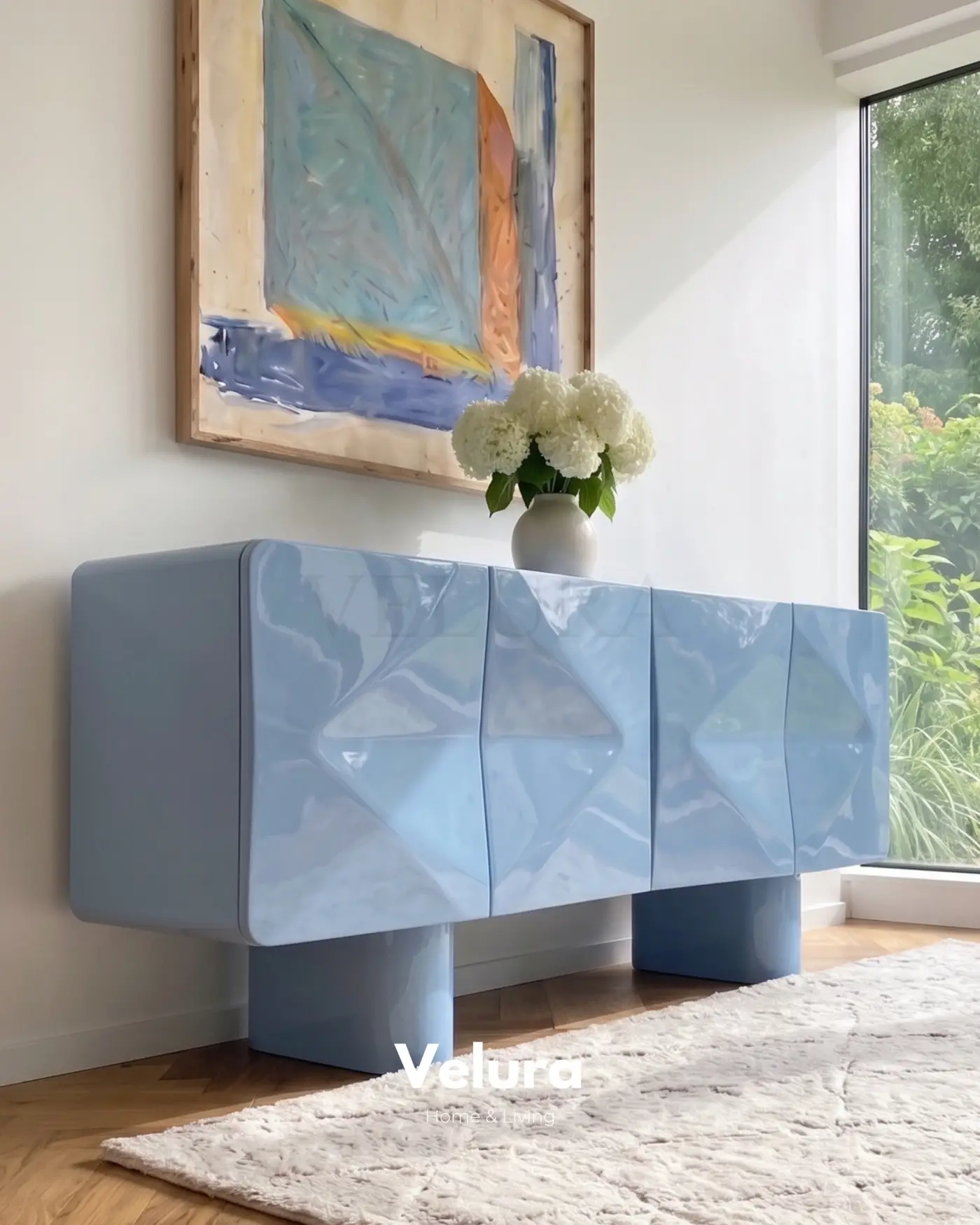 Lura açık mavi modern MDF konsol