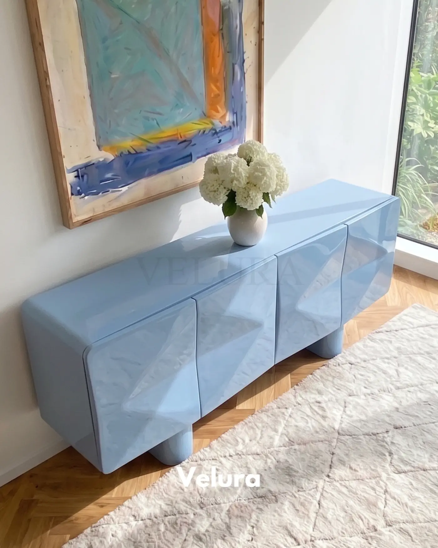 Lura açık mavi modern MDF konsol