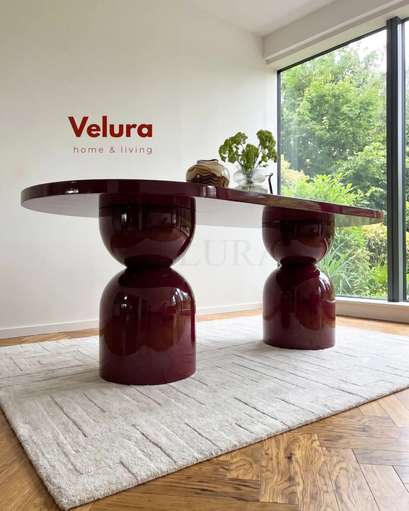 Bordo Lura Yemek Masası 180 x 90 cm sabit yemek odası masası