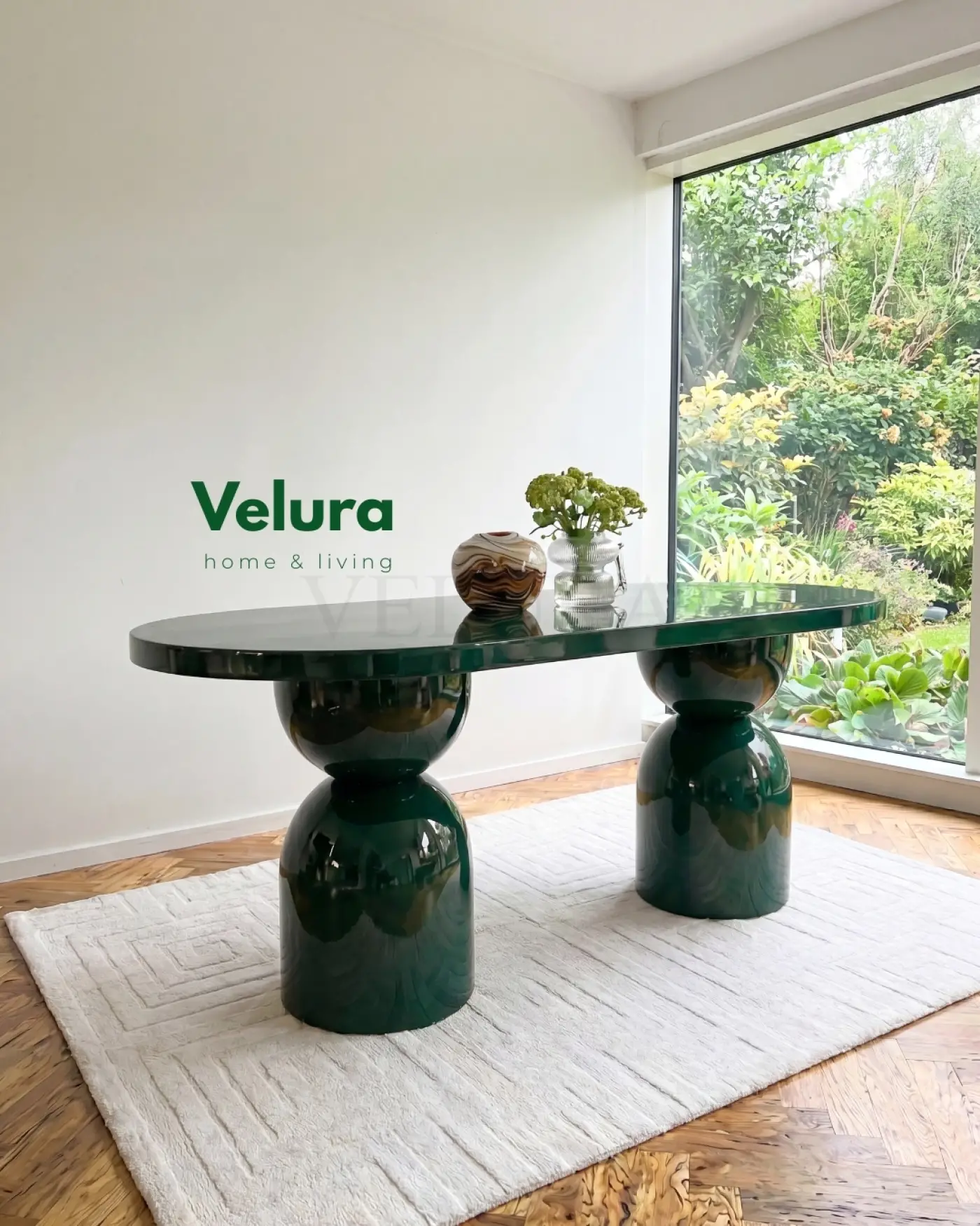 Velura Home Lura Yemek Masası yeşil sabit modern masa modeli