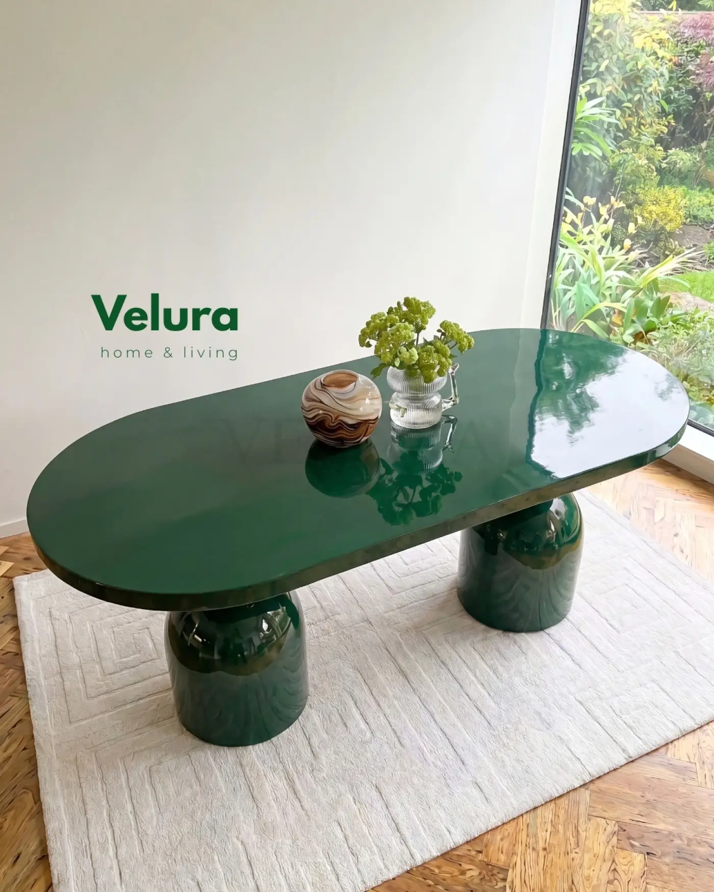 Velura Home Lura Yemek Masası yeşil sabit modern masa modeli
