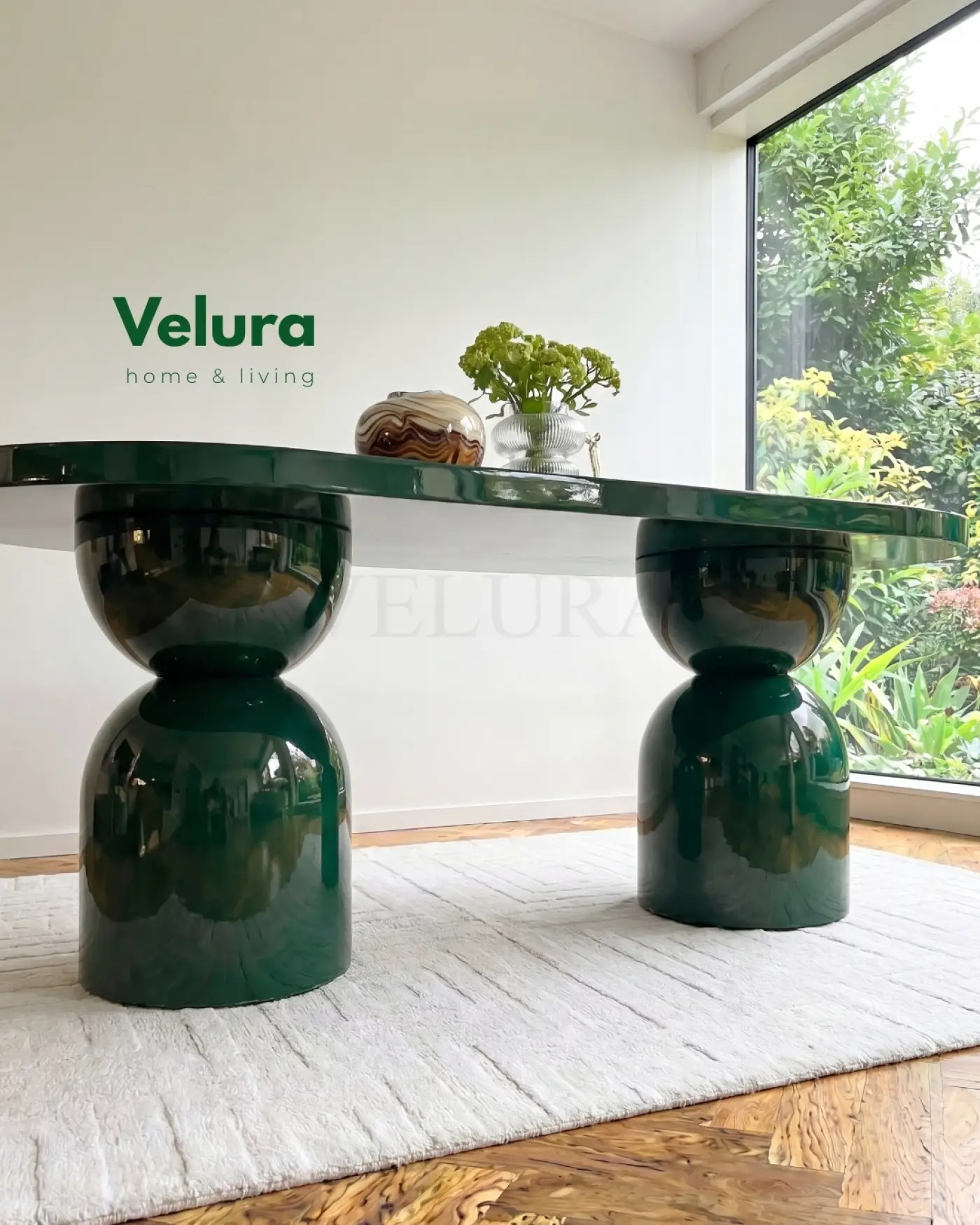 Velura Home Lura Yemek Masası yeşil sabit modern masa modeli