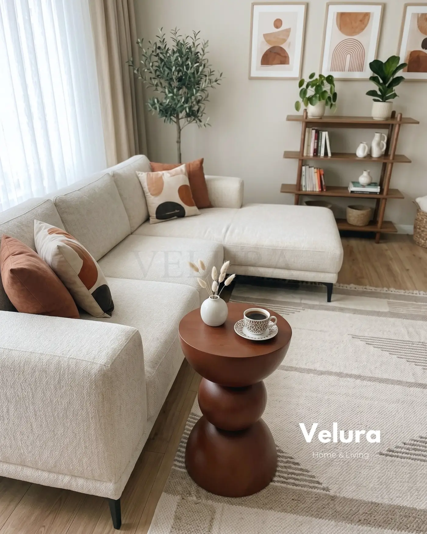 Maco Yan Sehpa ceviz ahşap modern yan sehpa 30x30x60