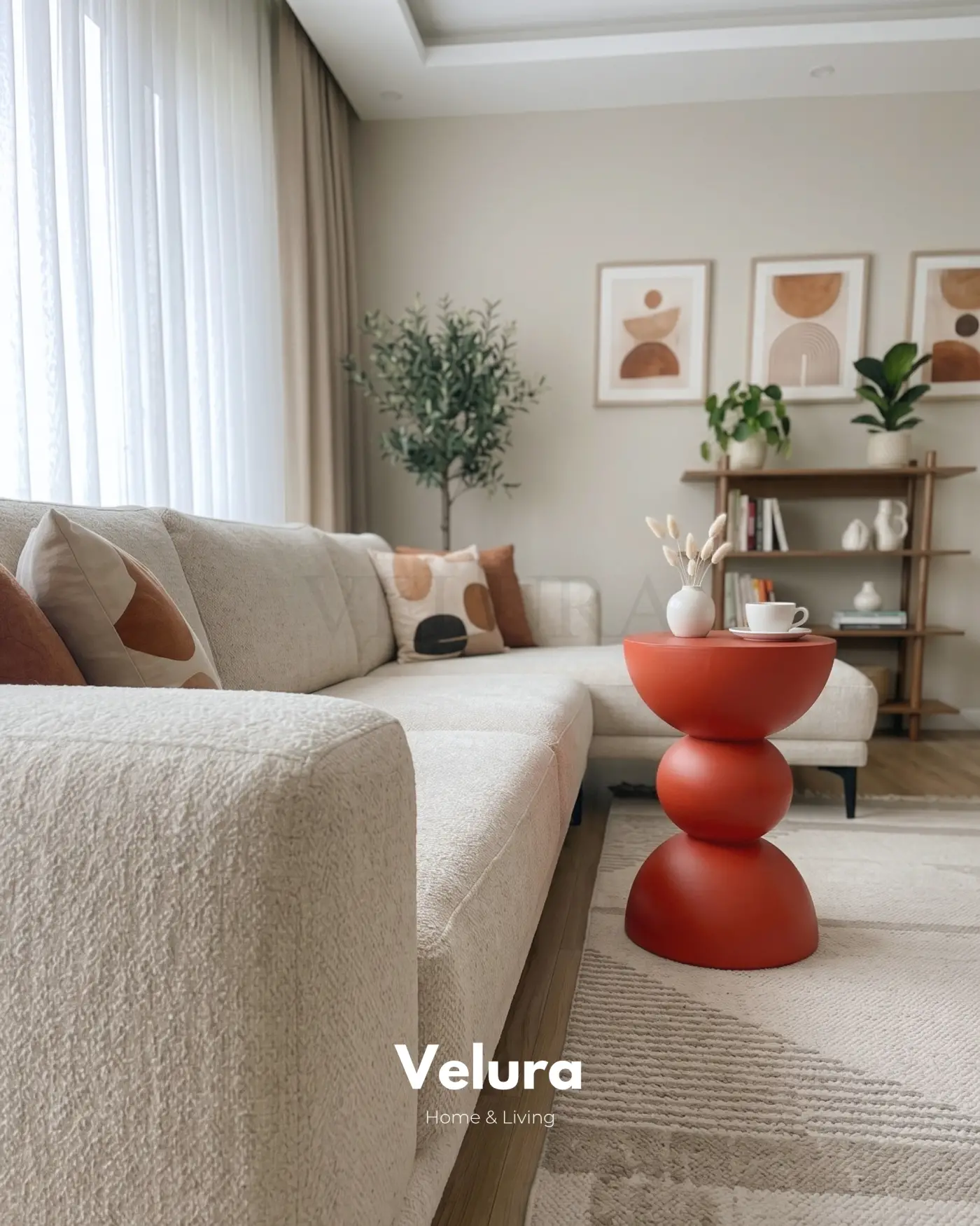 Maco Yan Sehpa kırmızı ahşap modern yan sehpa 30x30x60