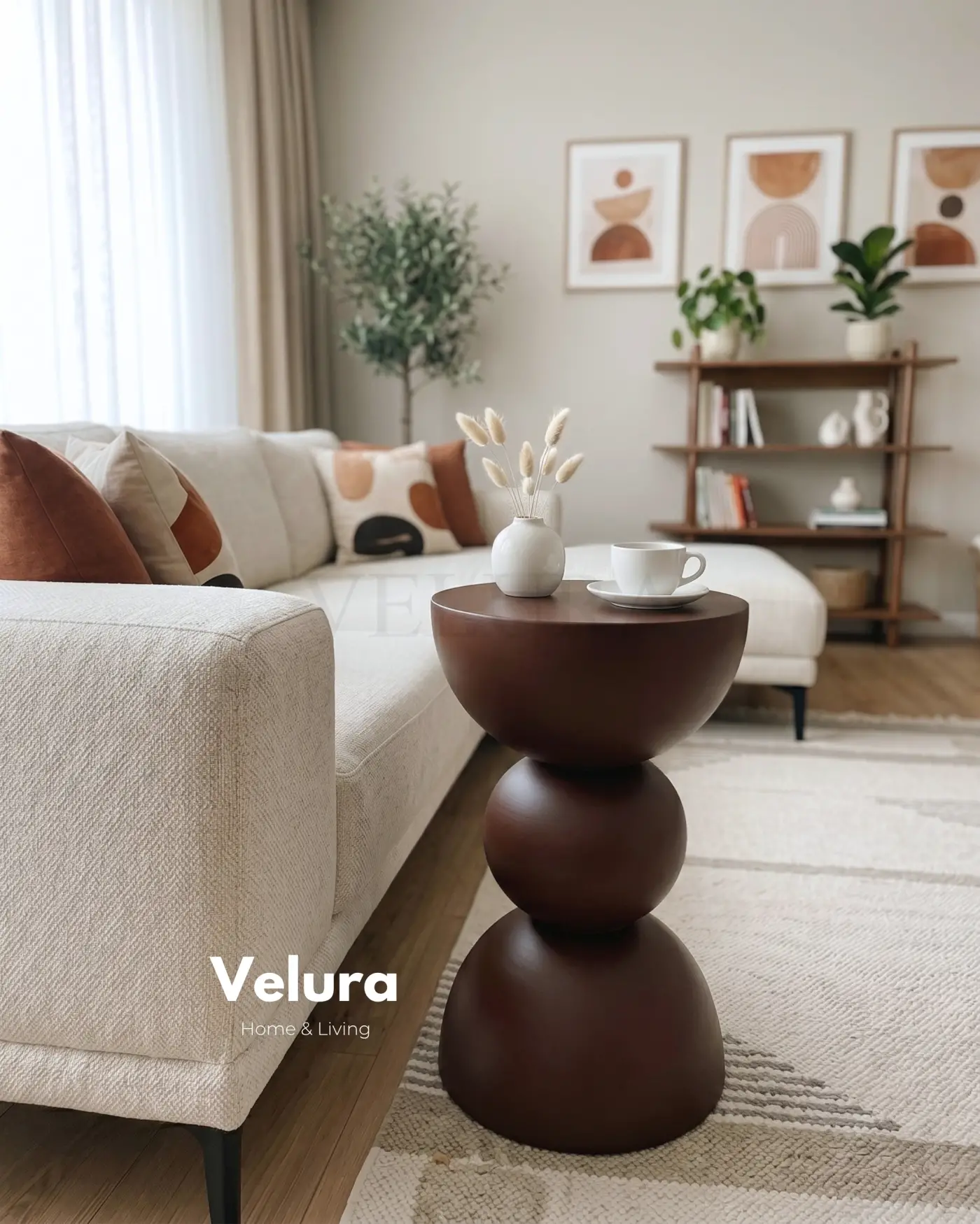 Maco Yan Sehpa koyu ceviz ahşap modern yan sehpa 30x30x60