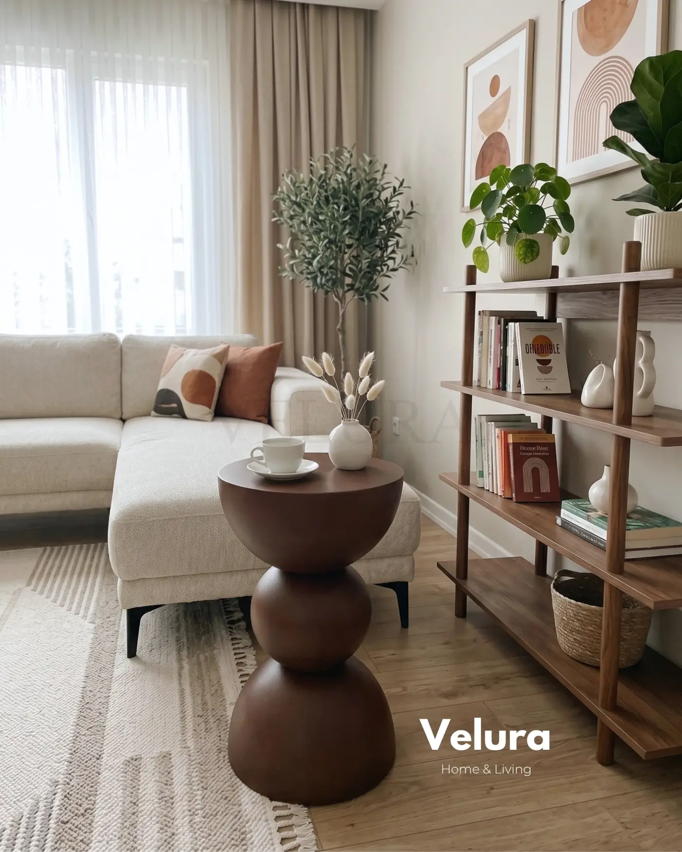 Maco Yan Sehpa koyu ceviz ahşap modern yan sehpa 30x30x60