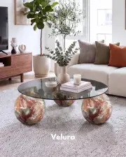 Küre Orta Sehpa - Mars - Füme Yuvarlak Cam