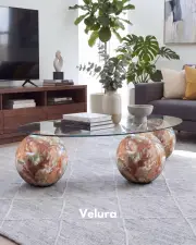 Küre Orta Sehpa - Mars - Fasulye -  Şeffaf Cam