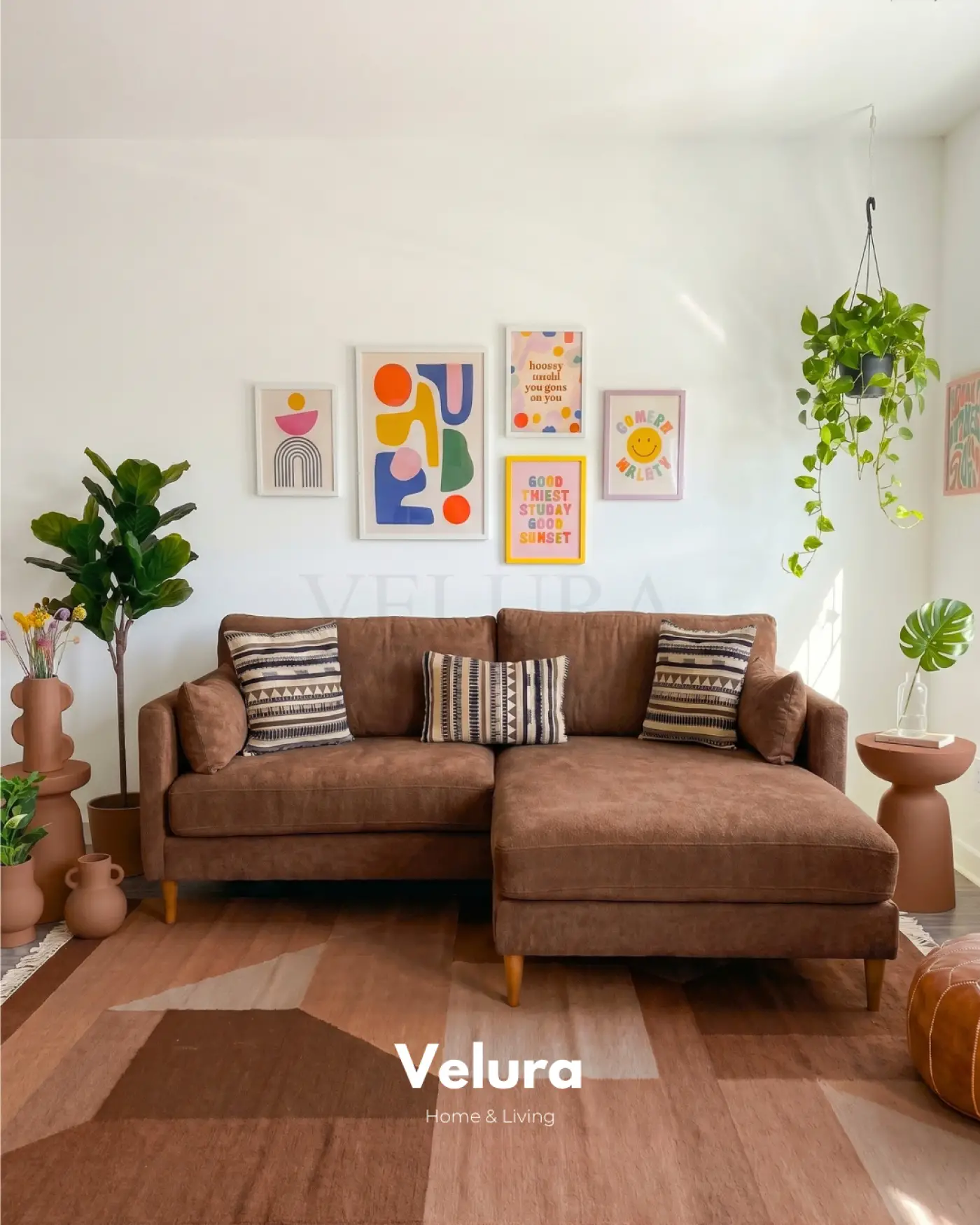 Pamela Köşe Takımı Kiremit yumuşak dokulu Pamela kumaşlı salon köşesi