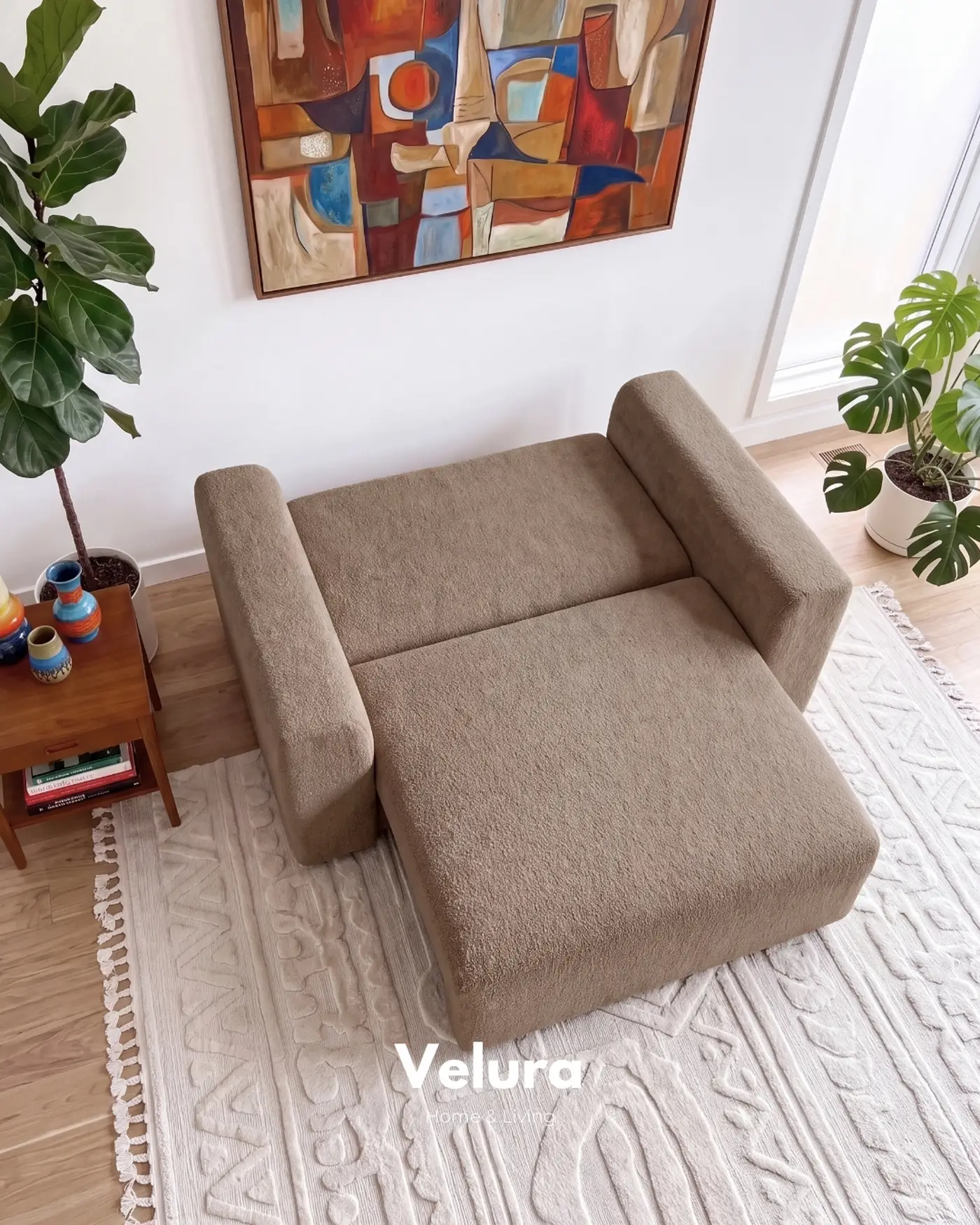 Kahve Bonita kumaşlı modern Sora berjer