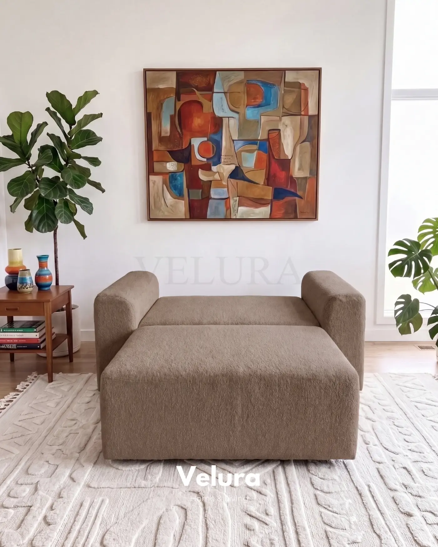 Kahve Bonita kumaşlı modern Sora berjer