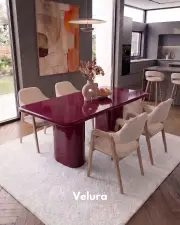 Vel Yemek Masası - Bordo