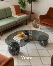 Küre Orta Sehpa - Venato  - Fasulye - Füme Cam