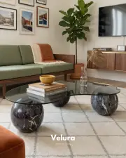 Küre Orta Sehpa - Venato  - Fasulye - Füme Cam