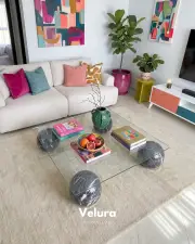 Küre Orta Sehpa - Venato - Kare - Şeffaf Cam