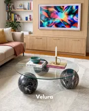 Küre Orta Sehpa - Venato - Şeffaf Yuvarlak Cam