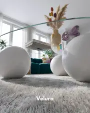 Küre Orta Sehpa - Beyaz Top - Üçgen - Şeffaf Cam