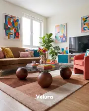 Küre Orta Sehpa - Ceviz Top - Kare - Füme Cam