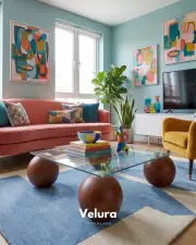 Küre Orta Sehpa - Ceviz Top - Kare - Şeffaf Cam