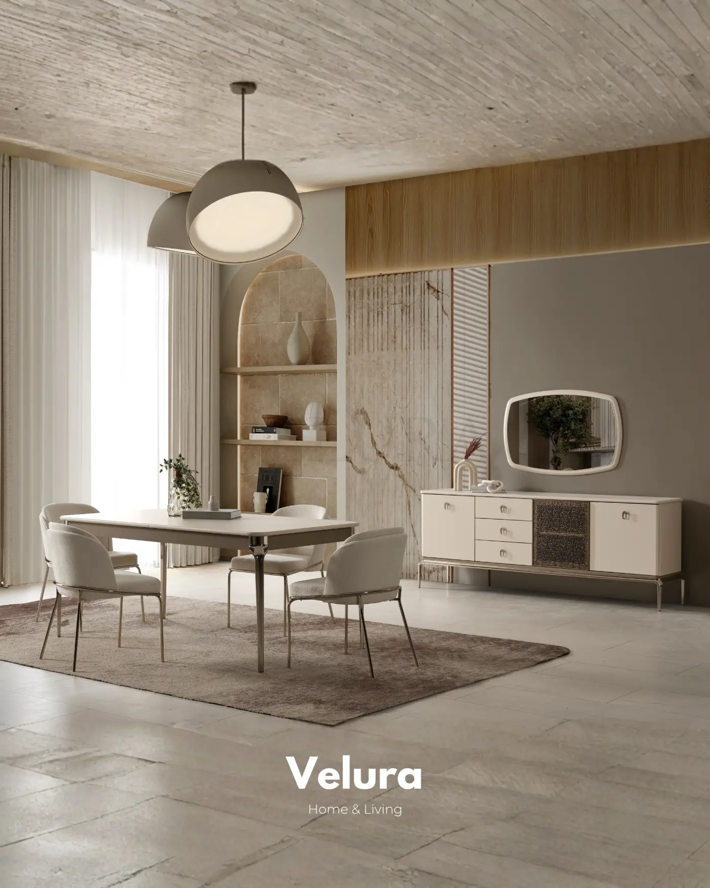205 cm açılabilir modern yemek masası
