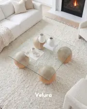 Küre Orta Sehpa - Meşe Top - Kare - Şeffaf Cam