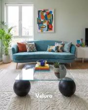 Küre Orta Sehpa - Siyah Top - Kare - Şeffaf Cam
