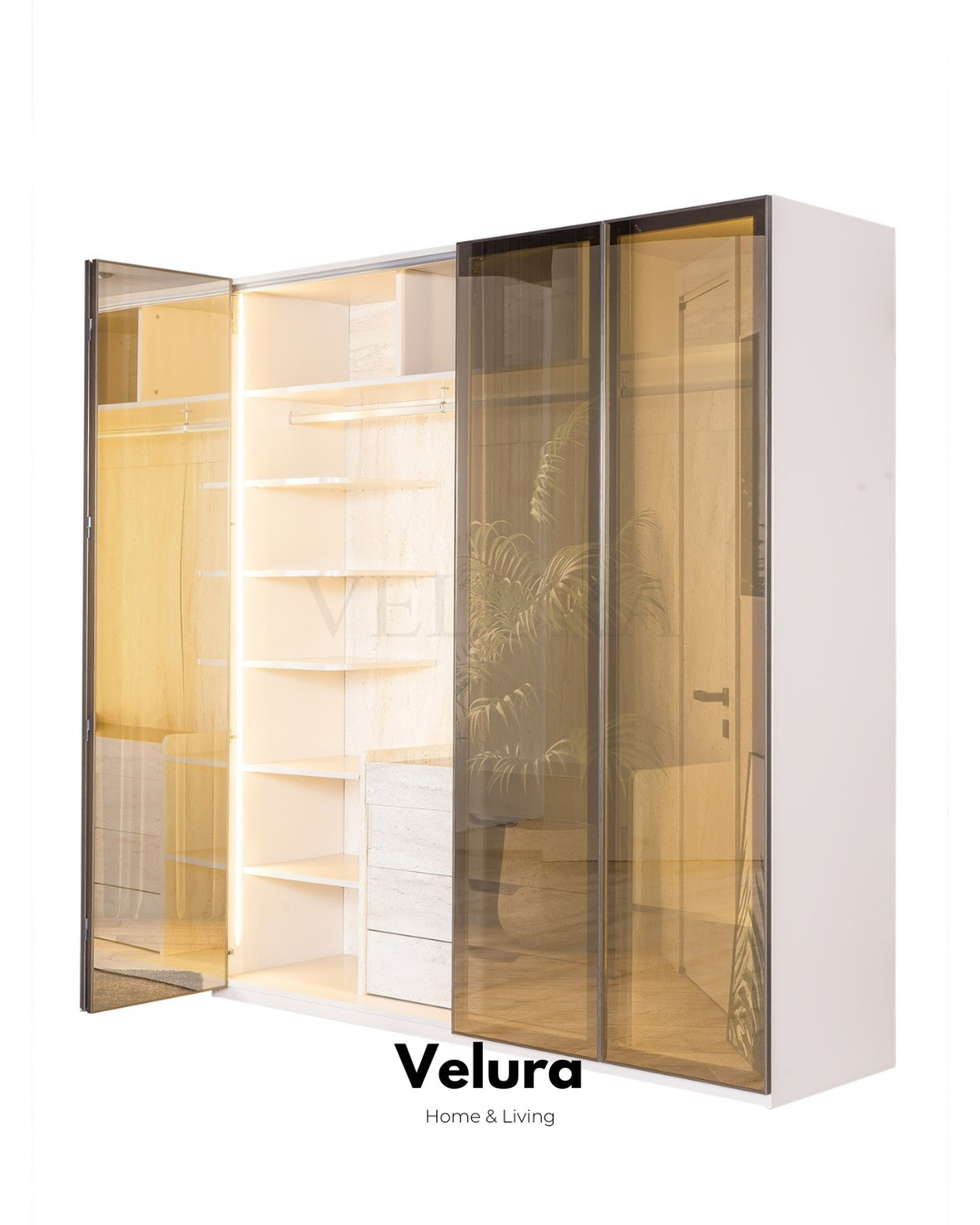 Velura Home cam kapaklı dolap modeli