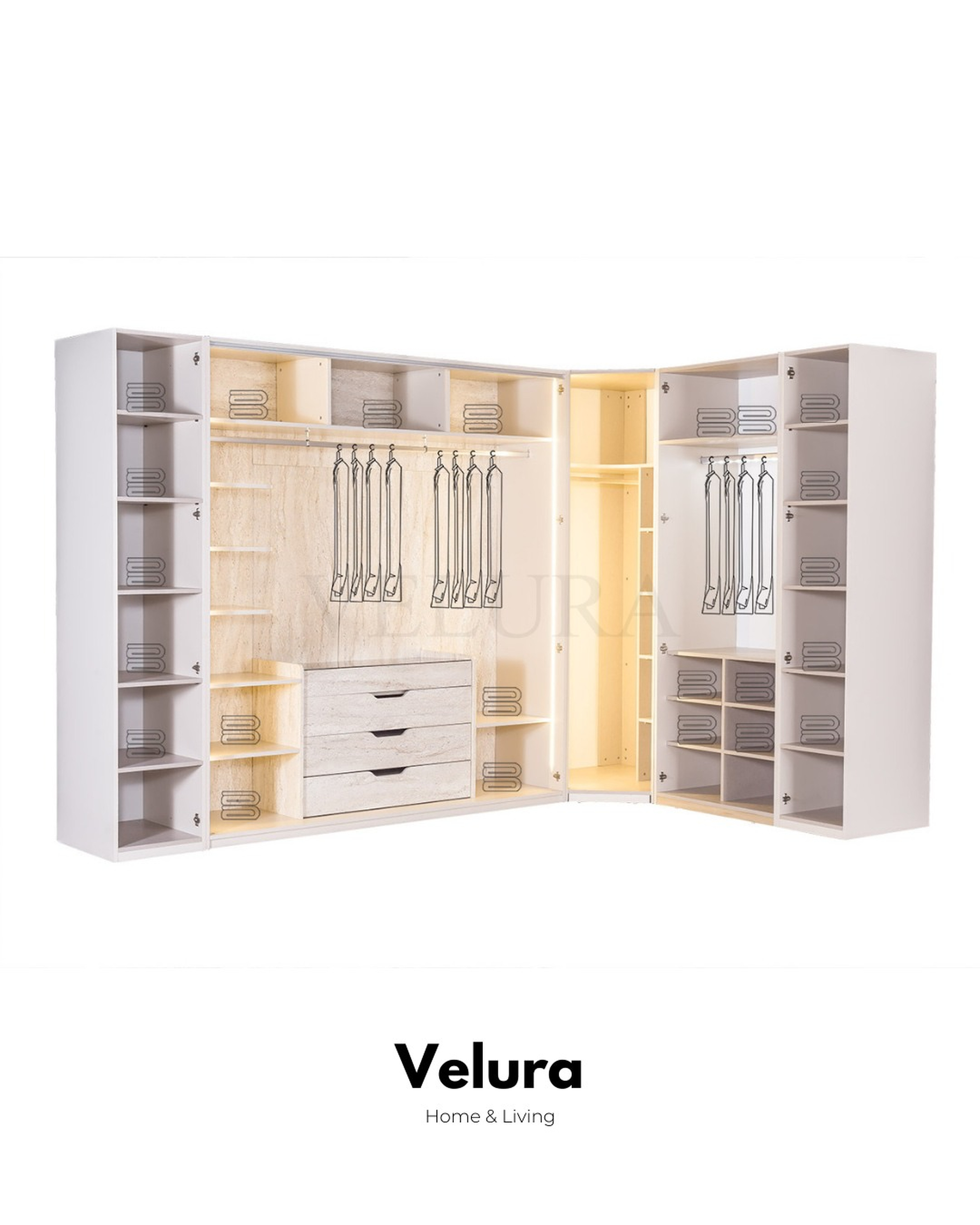 Velura Home Tress yatak odası seti köşe dolaplı