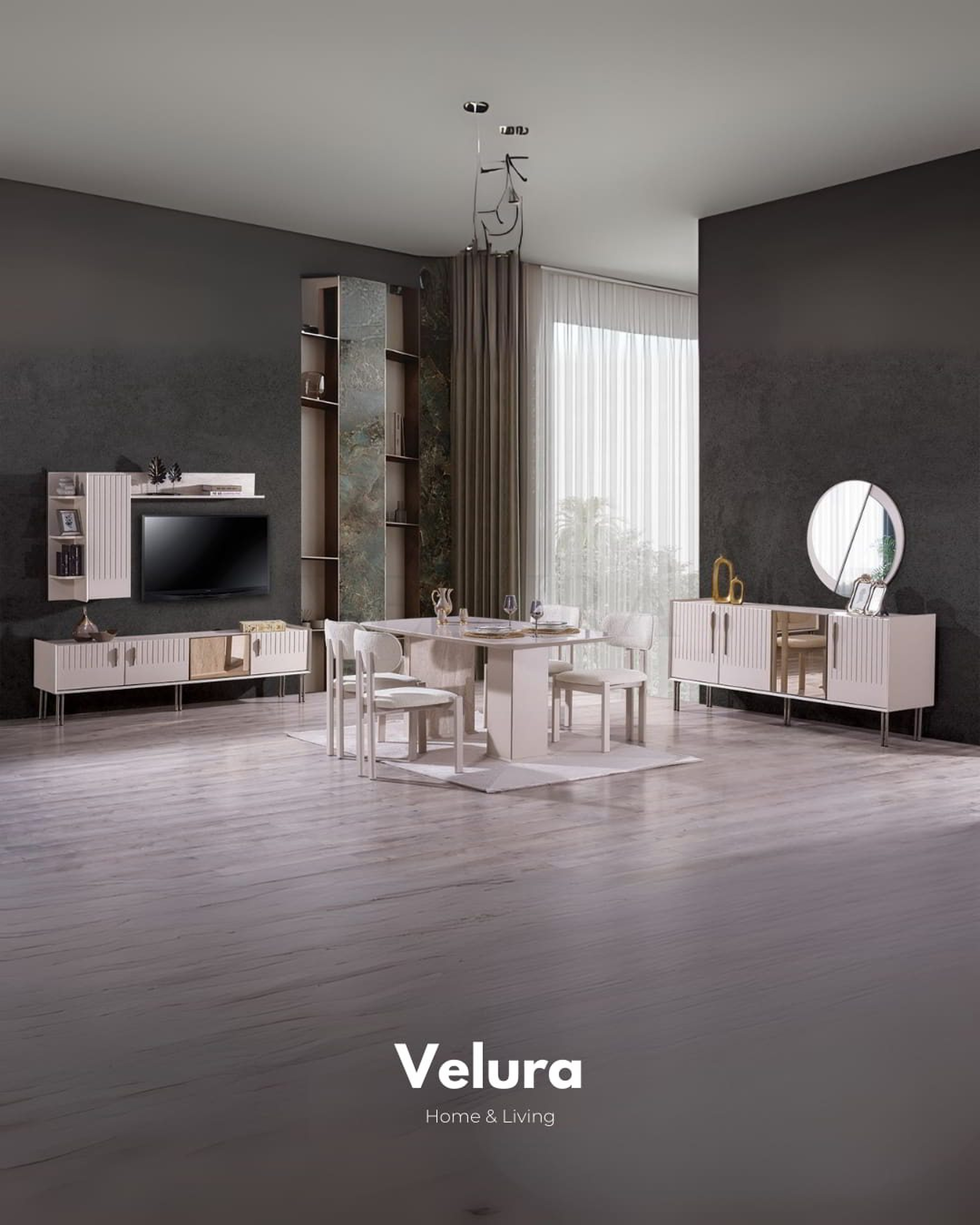 Tress TV Ünitesi kırık beyaz modern tasarım