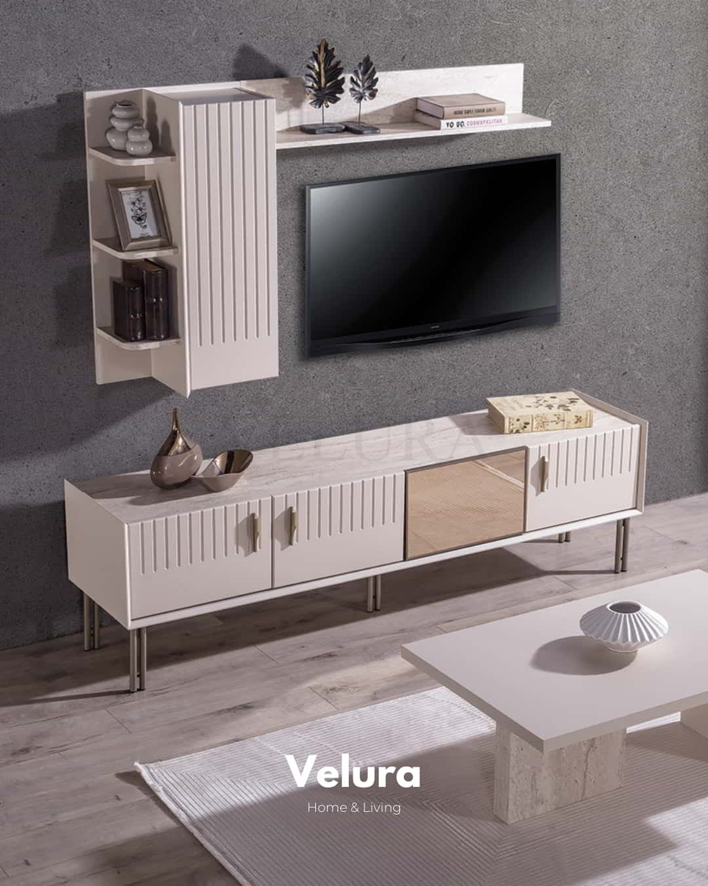 Tress TV Ünitesi kırık beyaz modern tasarım