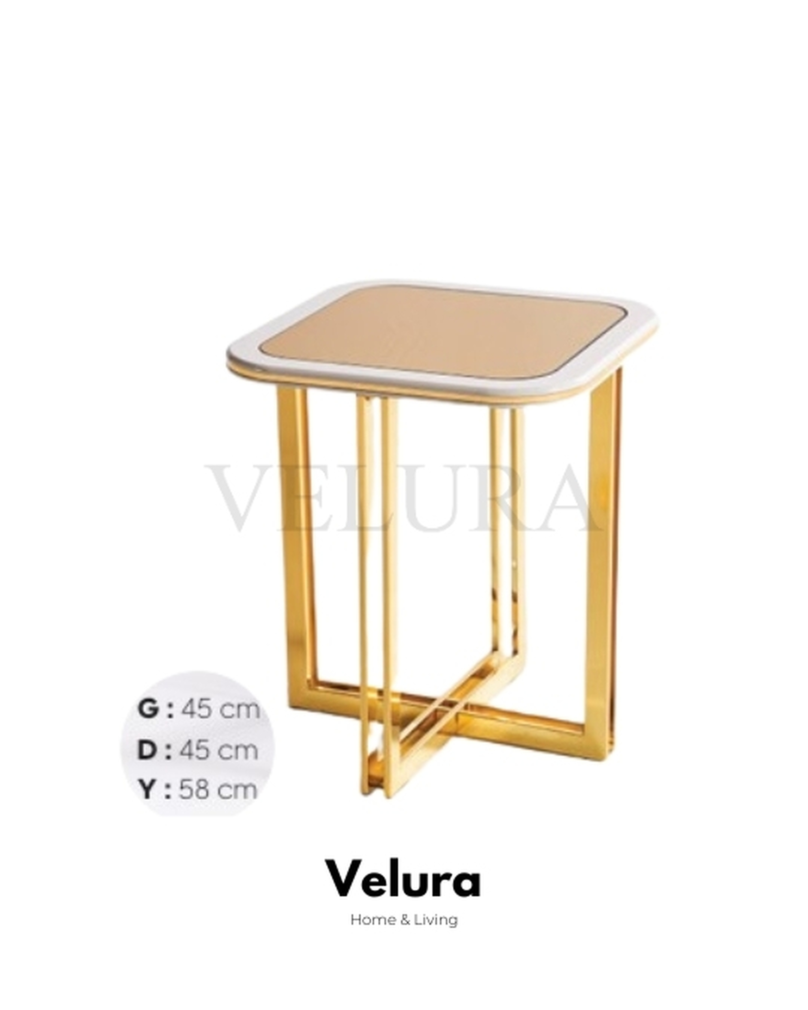 Prestij Ekru Gold Yan Sehpa tekli ekru üst tabla