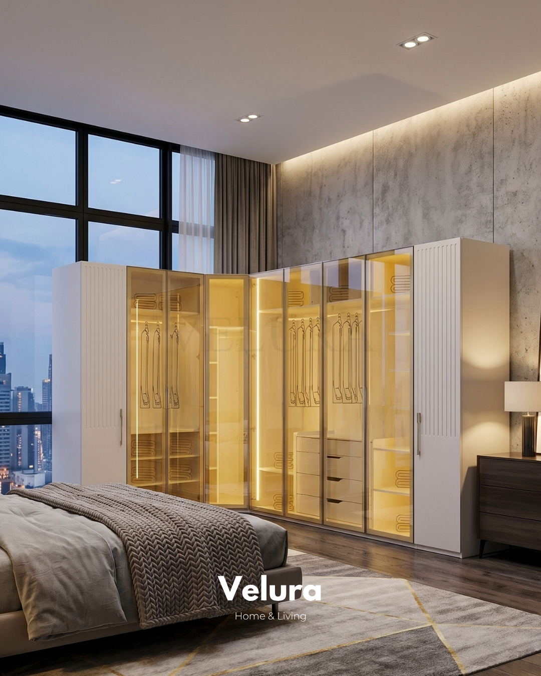 Velura Home köşe dolap modeli 9 kapılı